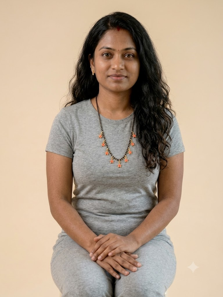Priya wearing the Nelimi mangalsutra from Embey Vally